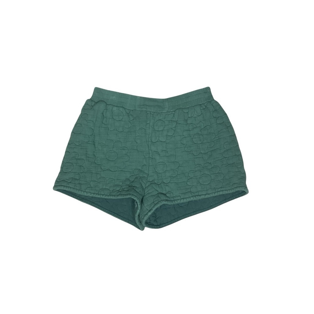 Le Lis Green Textured Lounge Shorts Elastic Waist Cozy Casual